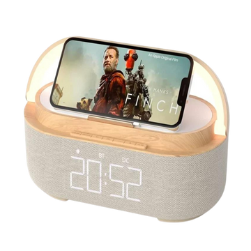 Digital Bluetooth Speaker Night Light Clock:Enjoy enhanced HD sound with high-quality stereo speakers and a reliable Bluetooth 5.0 connection that works up to 33 feet. The built-in Li-Ion rechargeable battery provides up to 16 hours of playtime.