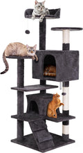 54In Cat Tree Cat Tower for Indoor Cats Plush Cat Condo Multi-Level Cat Furniture with Scratching Post, Jumping Platform Cat Play House Activity Center