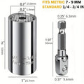 Universal Torque Wrench, 7-19Mm Socket Head Multi-Function Universal Socket, Universal Socket Wrench Set Hand Tool