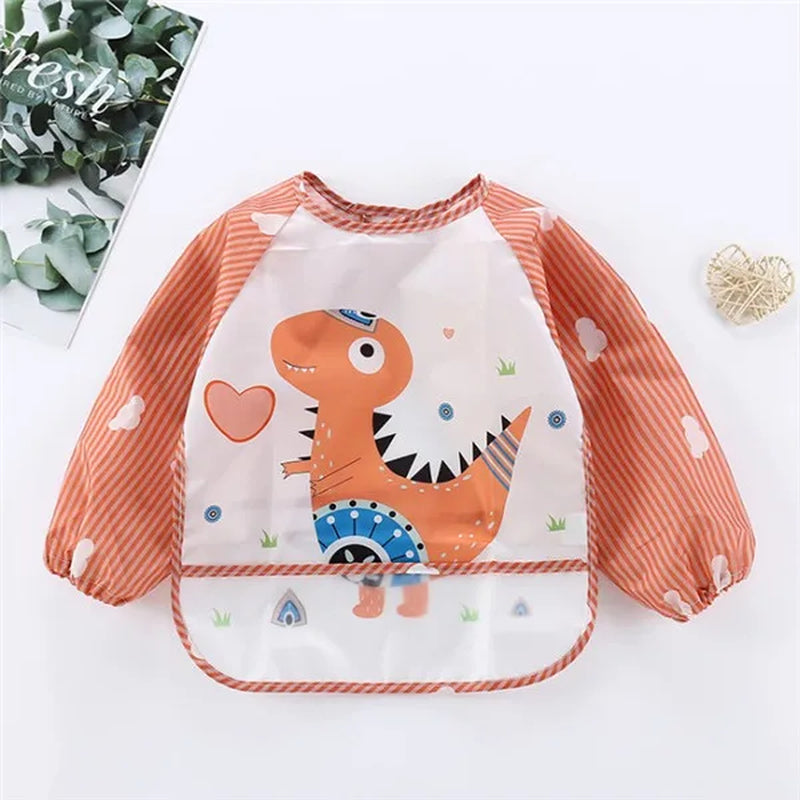 Baby Long Sleeve Scarf Waterproof Toddler Art Smock Feeding Bib Apron Pocket Infant Boys Girls Burp Cloth Banana Bibs For1-3Year