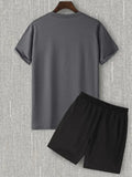 Two Counts Men'S Letter Print Tee & Drawstring Pocket Shorts Set, Regular Fit Streetwear Casual Short Sleeve T-Shirt & Shorts, Men'S Designer Outfits Set, Men Summer Outfits 2024