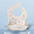 Baby Bib Waterproof Soft Silicone Scarf Summer Cute Cherry Print Adjustable Bibs Burp Cloths Baby Feeding Aprons Kids Eating