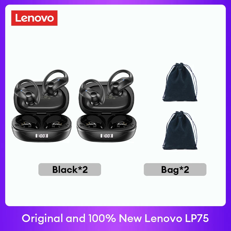 Original  LP75 TWS Bluetooth V5.3 Headphones Wireless LED Digital Display Earphones Noise Reduction Headset