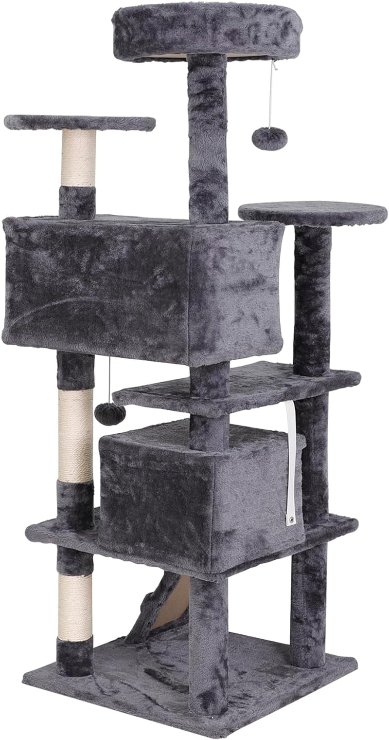 54In Cat Tree Cat Tower for Indoor Cats Plush Cat Condo Multi-Level Cat Furniture with Scratching Post, Jumping Platform Cat Play House Activity Center