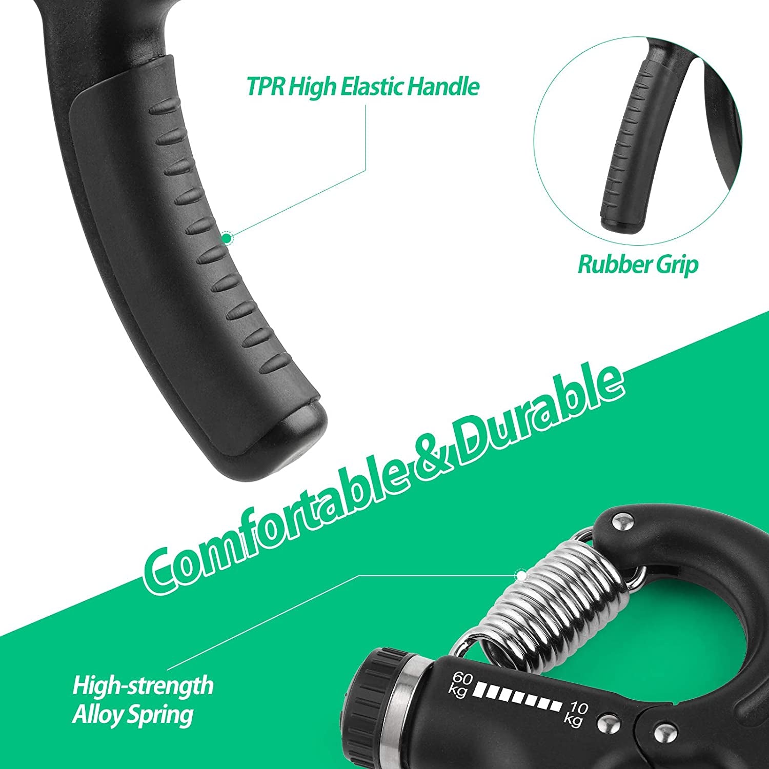 Adjustable Grip Strength Trainer - Forearm Strengthener with Resistance Range of 22-132 lbs (10-60 kg) for Musicians, Athletes, and Hand Injury Rehabilitation