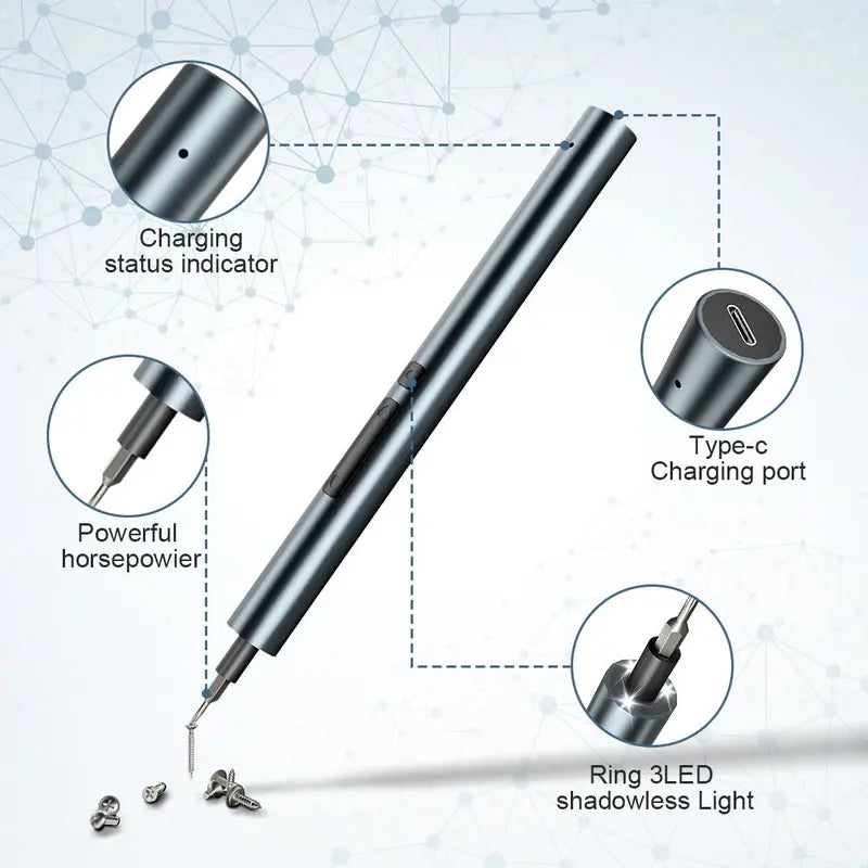 Portable Electric Screwdriver, 28-In-1Mini Electric Screwdriver Set,Rechargeable Repair Tool Kit, 24 Screwdriver Bits, Precision Screwdriver with Type-C Charging for Smartphones, Toys, Computers Multifunctional Tools