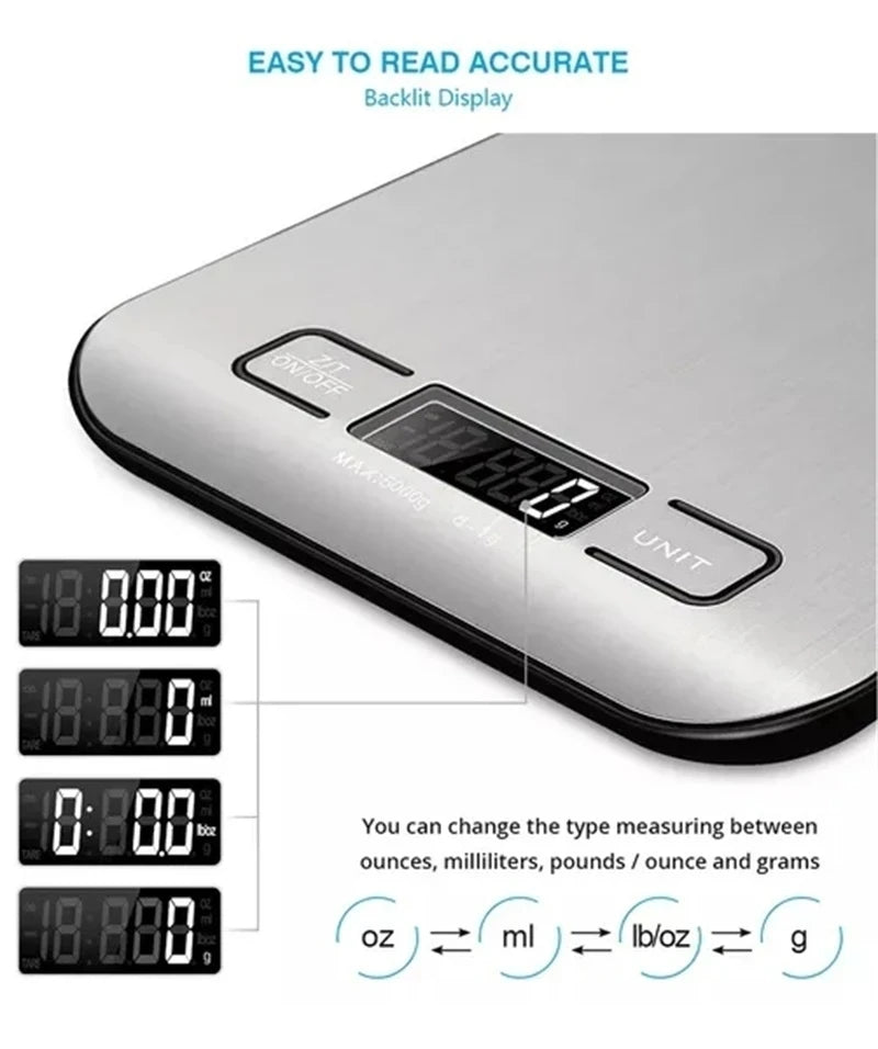 5Kg/10Kg Rechargeable Stainless Steel Electronic Scales Kitchen Scales Home Jewelry Food Snacks Weighing Baking Tools