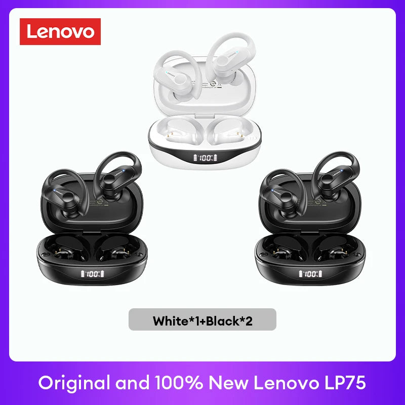 Original  LP75 TWS Bluetooth V5.3 Headphones Wireless LED Digital Display Earphones Noise Reduction Headset