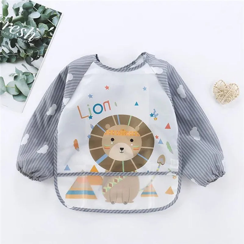 Baby Long Sleeve Scarf Waterproof Toddler Art Smock Feeding Bib Apron Pocket Infant Boys Girls Burp Cloth Banana Bibs For1-3Year