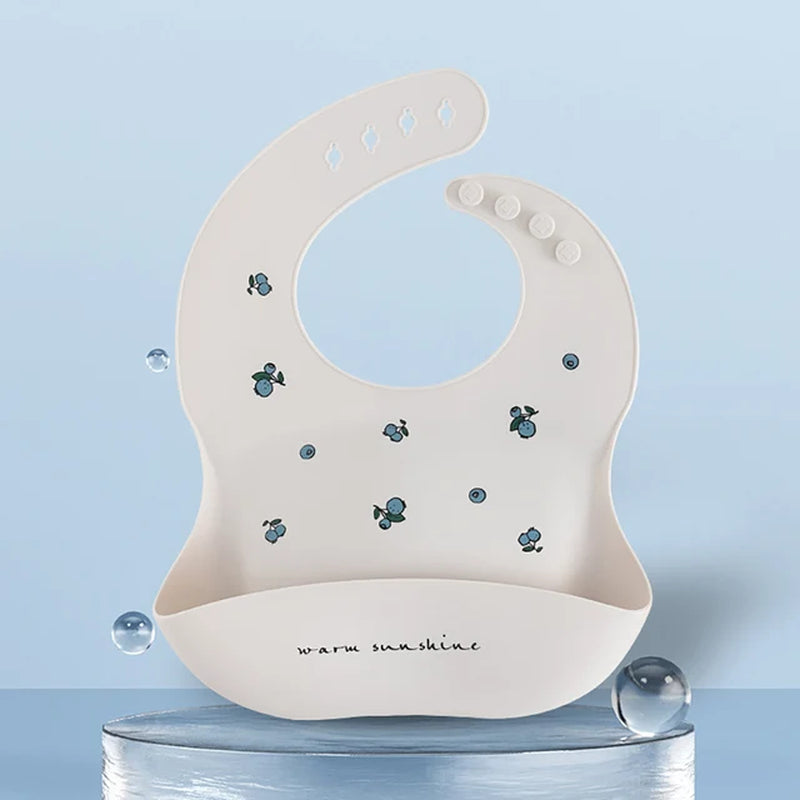 Baby Bib Waterproof Soft Silicone Scarf Summer Cute Cherry Print Adjustable Bibs Burp Cloths Baby Feeding Aprons Kids Eating